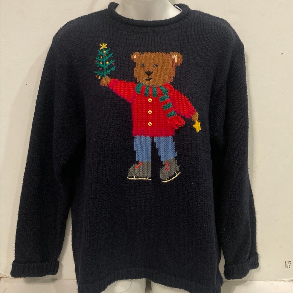 Vtg Marisa Christina Christmas Collection 2001 Teddy Bear Christmas Sweater Sz L